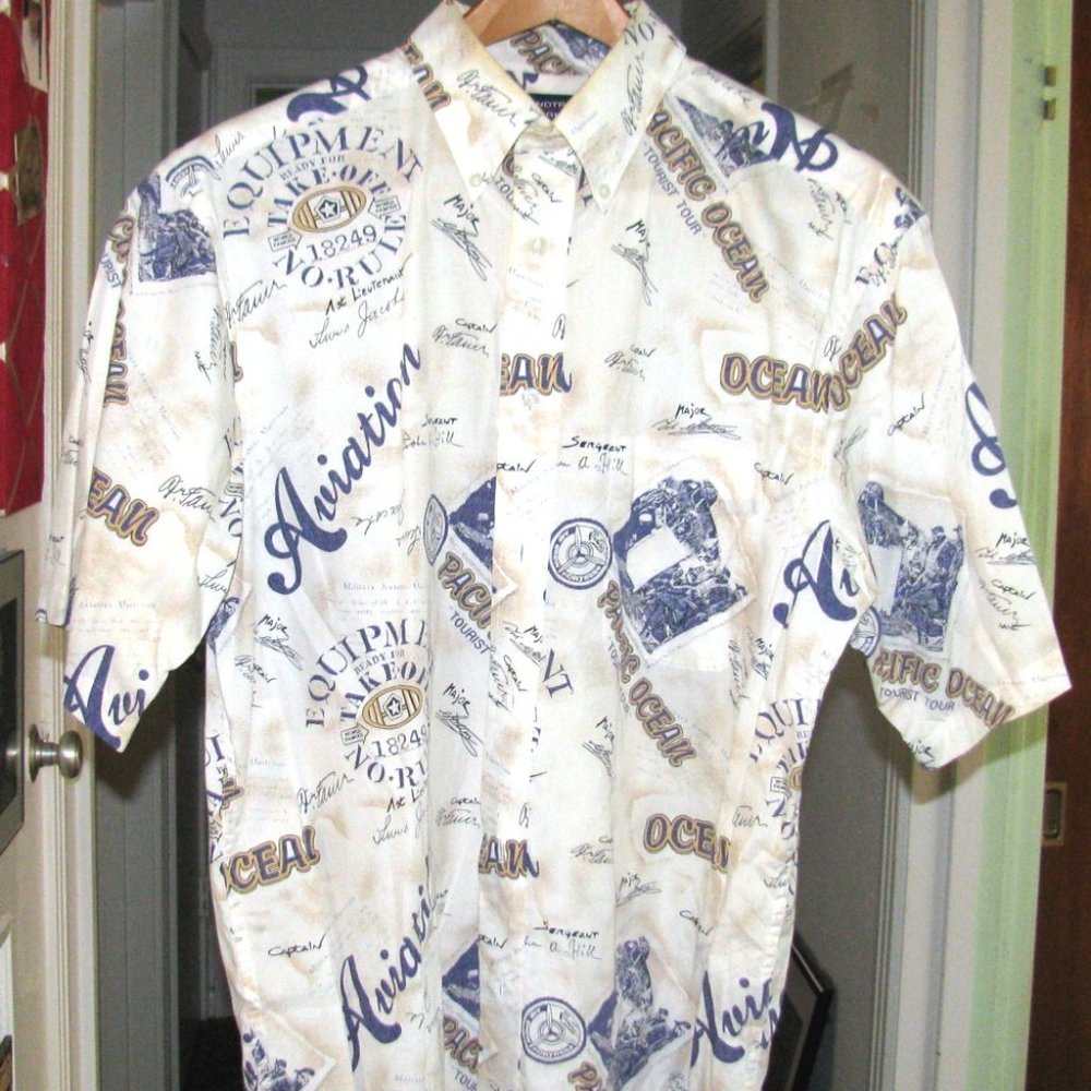 ECRU Travel Sport Shirt Roundtree & York Sz M